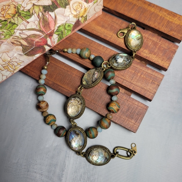 Natural Shell and Stone Handmade Bracelets Set of 2 - Picture 3 of 3